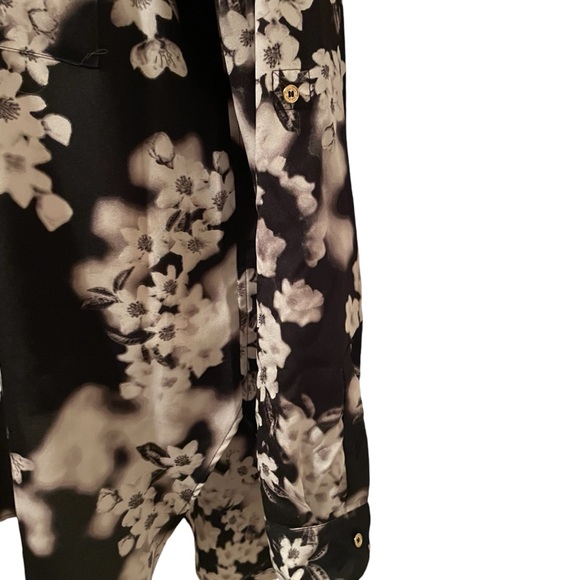 Calvin Klein Women’s Blouse long Sleeve Roll tab Floral Abstract Print Small - Picture 5 of 8